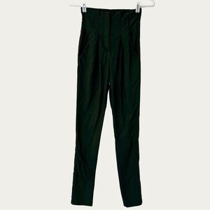 Cefian LA Pleated Tailored Olive Green Elegant‎ High-Waisted Trousers Size Small